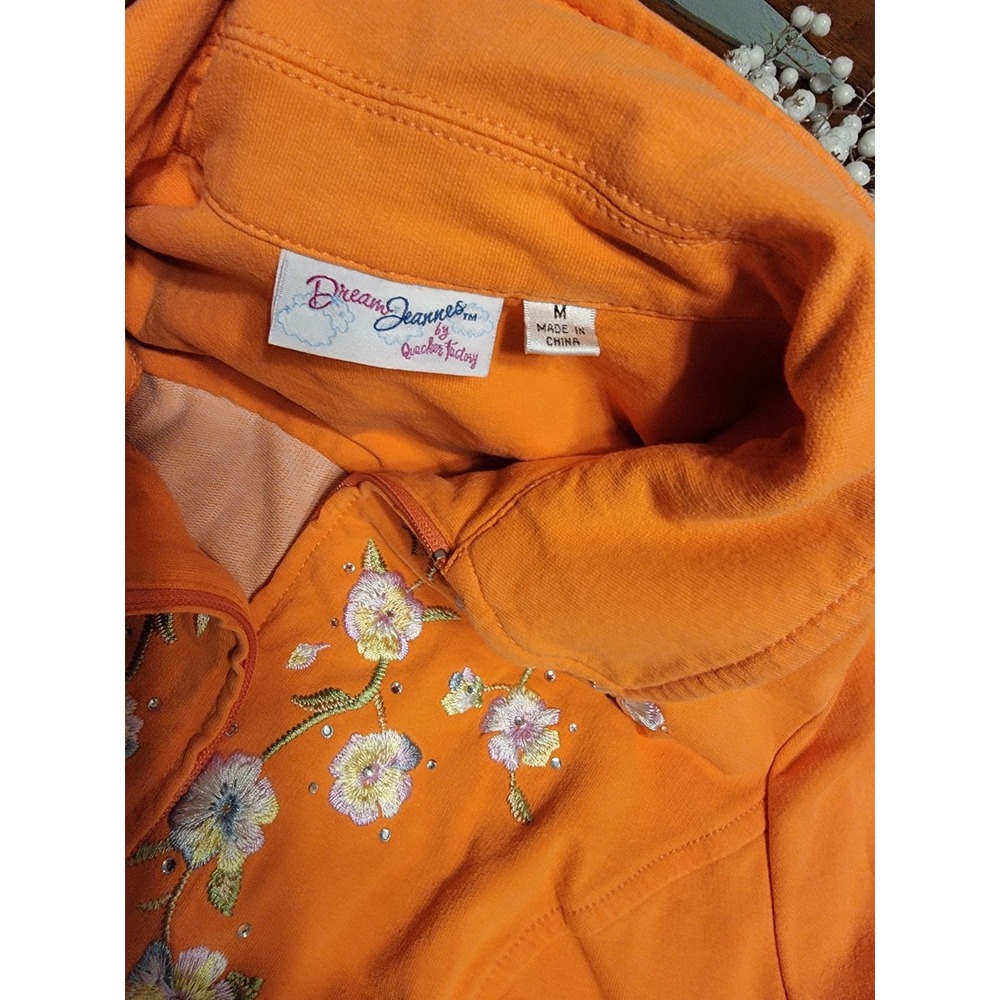 Dream Jeannes by‎ Quacker Factory Embroidered Rhinestone Zip-up Jacket  M - Picture 6 of 9